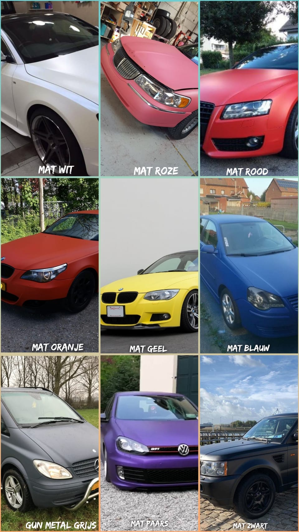 Matte Auto Dip of Spraywrap – Professionele Kleuren voor een Strakke, Verwijderbare Afwerking